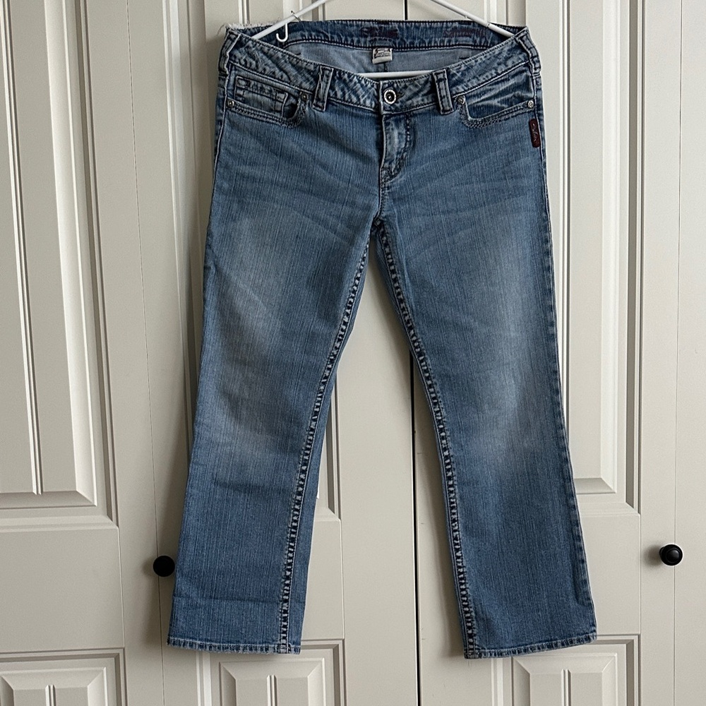 “Low Rise” SILVER Y2K Cropped Jeans